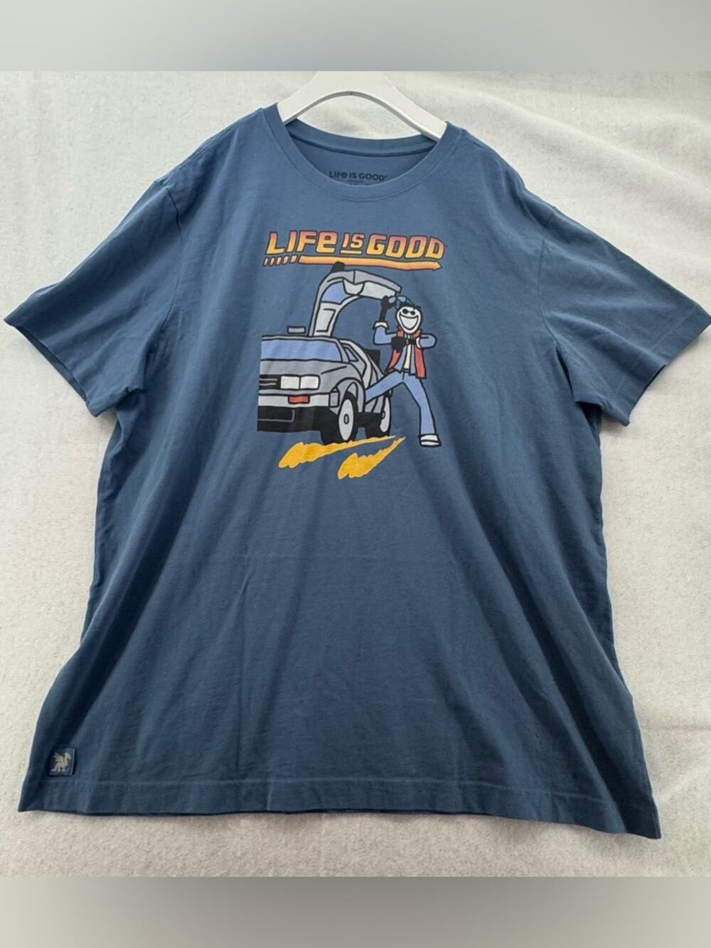 NWT Life is Good Back to the Future Short Sleeve Crusher T-Shirt Blue size XL